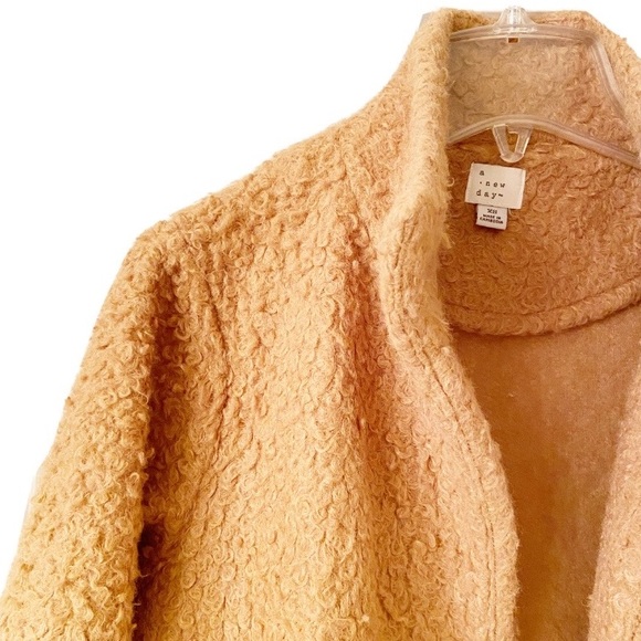A New Day Fuzzy Open Front Overcoat Tan Size XS - Picture 5 of 7